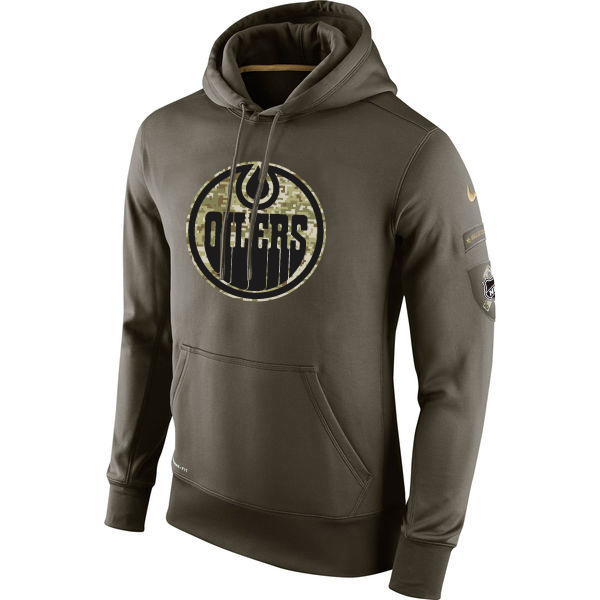 Men NHL Edmonton Oilers Nike Olive Salute To Service KO Performance Hoodie Green->oakland athletics->MLB Jersey